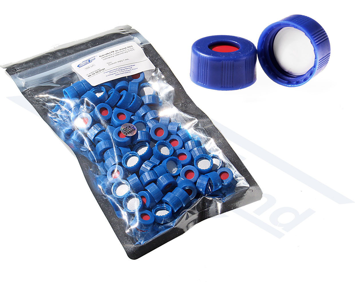 nakrętka PP do wialek ND9 z otworem 6 mm niebieska czerwony silikon/ biały PTFE op.100szt. CHEMLAND