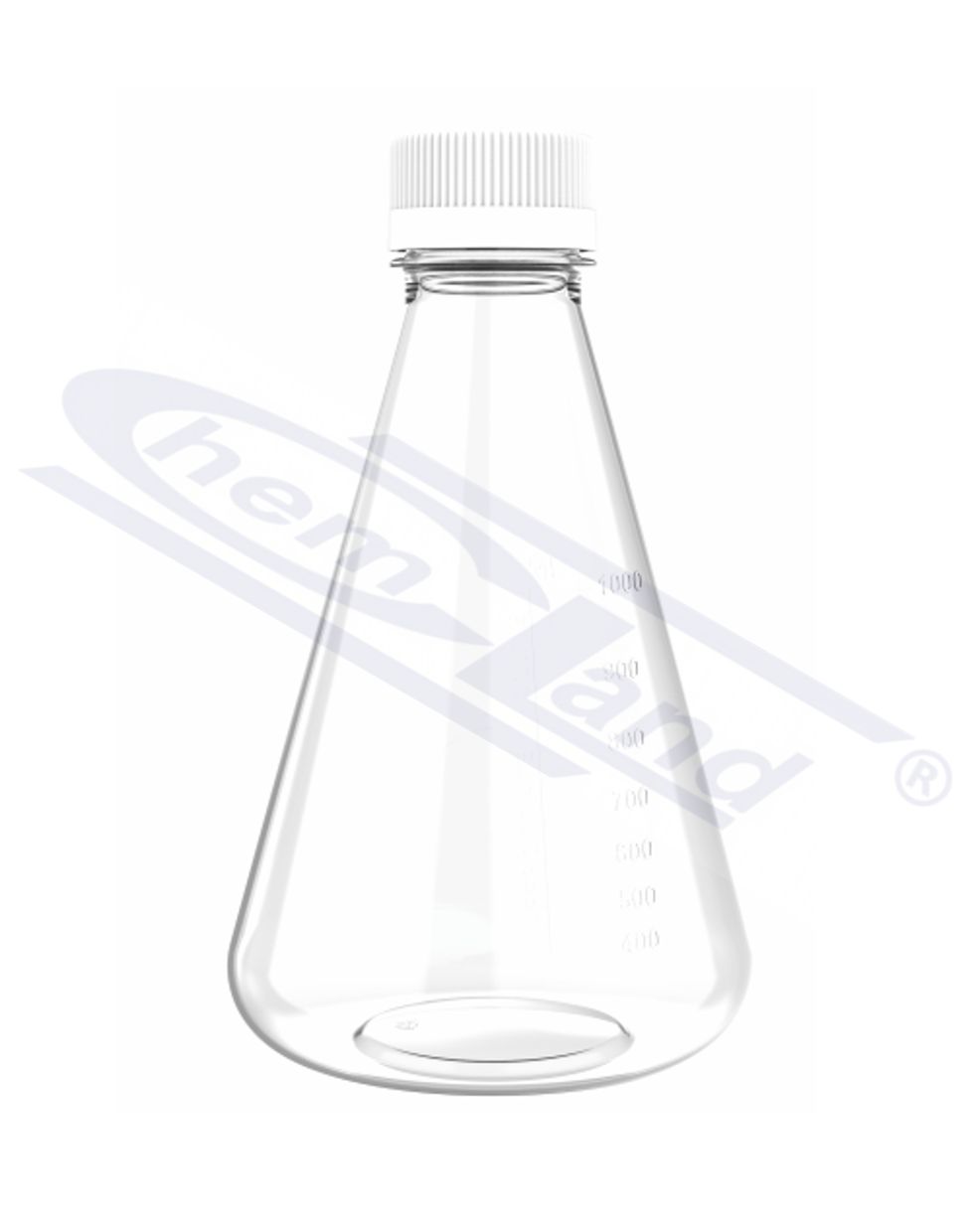 kolba stożkowa Erlenmeyera PETG z nakrętką HDPE z wentylacją 1000ml STERYLNA, op. 1szt CHEMLAND