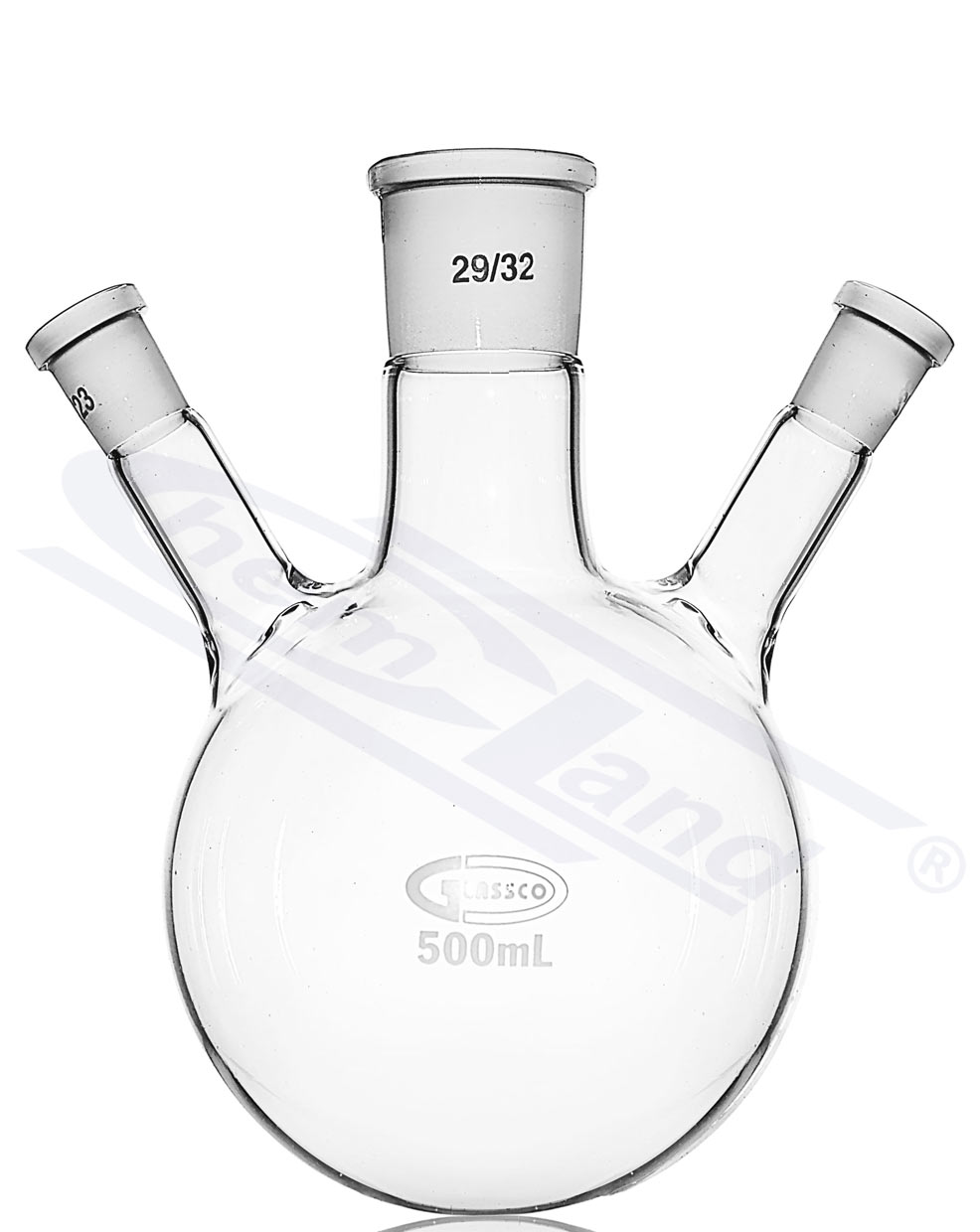 kolba kulista 3 szyje skośna 0250ml 29/14/14  GLASSCO