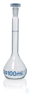 Vol. flask BLAUBRAND class A DE-M, 100 ml, Boro 3.3, NS 12/21, PP-stopper
