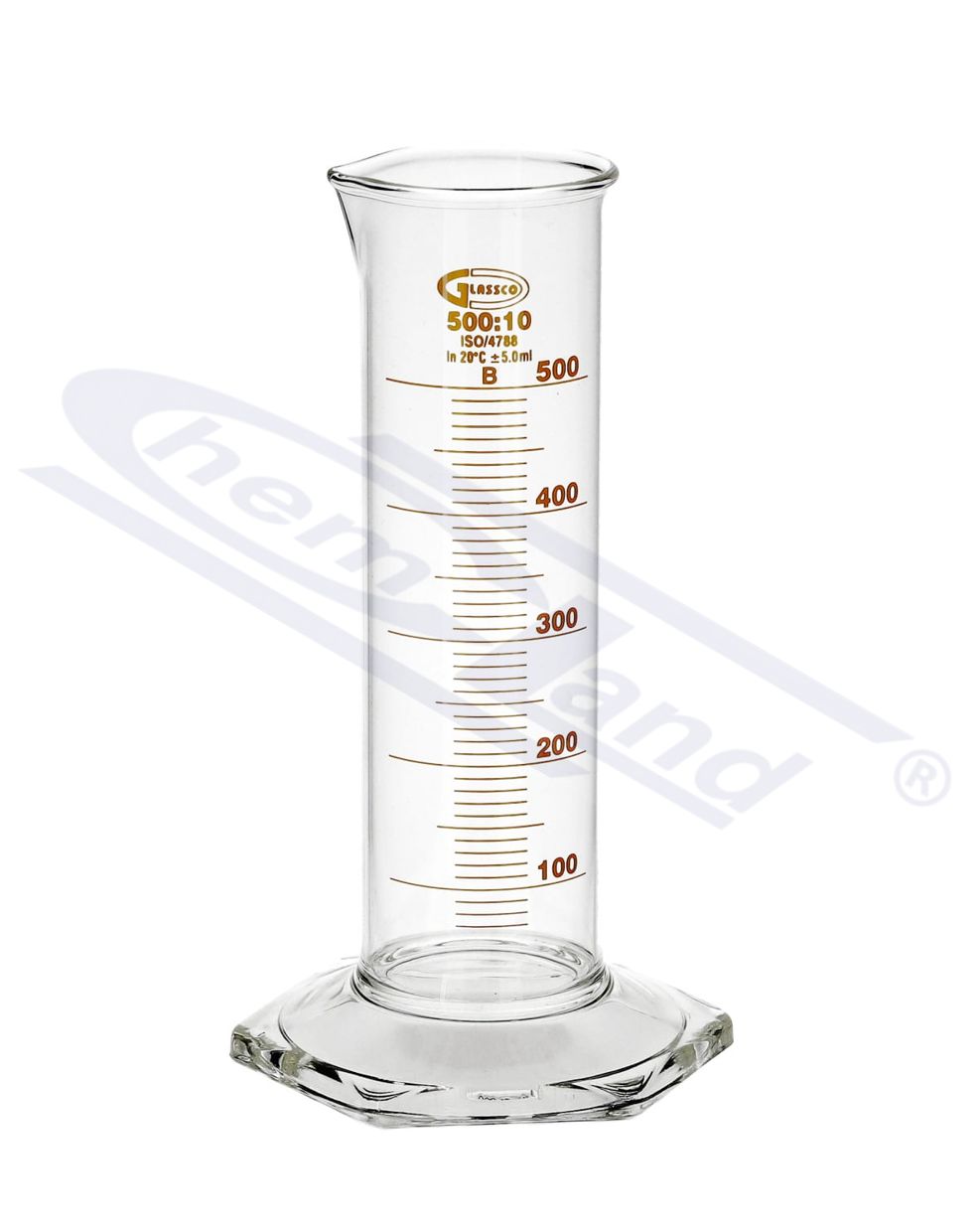cylinder NISKI 0500ml Kl.B stopa szklana sześciokątna sk.brąz