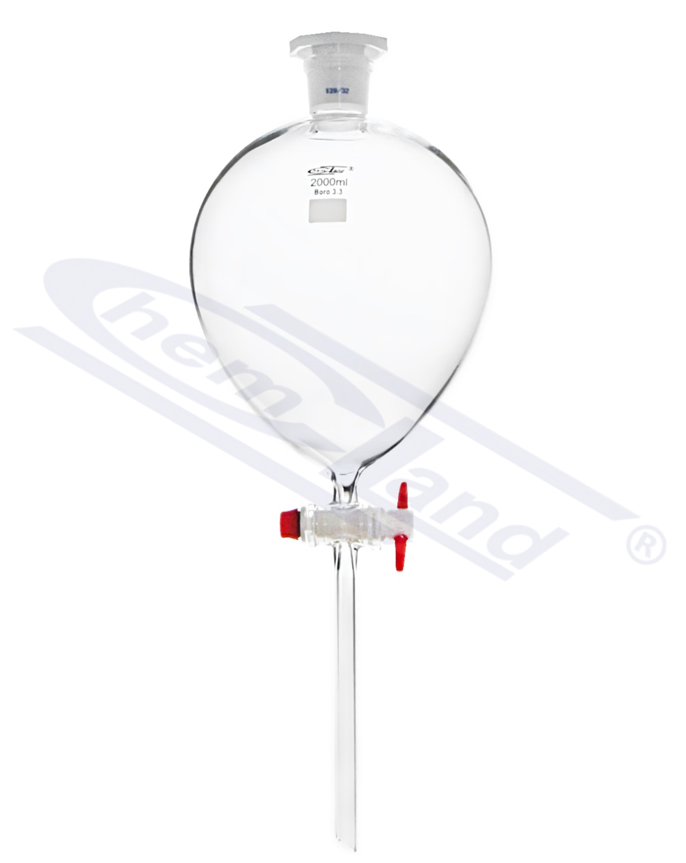 rozdzielacz gruszkowy z korkiem PP szlif 29/32 kran PTFE0250ml