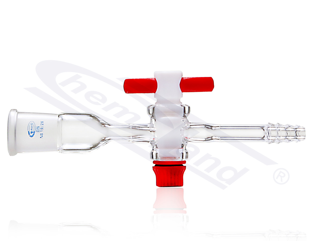 kran - nasadka WS wew 19/26 kran PTFE końcówka prosta GLASSCO