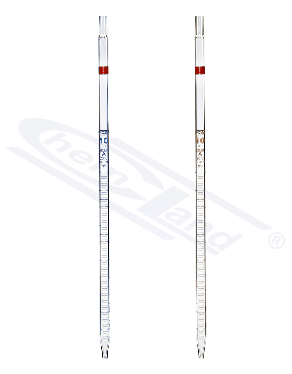 pipeta wielomiarowa CHEMLAND NEW LINE 001(0,10) kl A certyfikat serii, sk. Niebieska