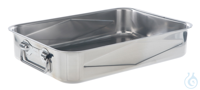 Tray 18/10 steel, 2 handles, 250x180x70mm