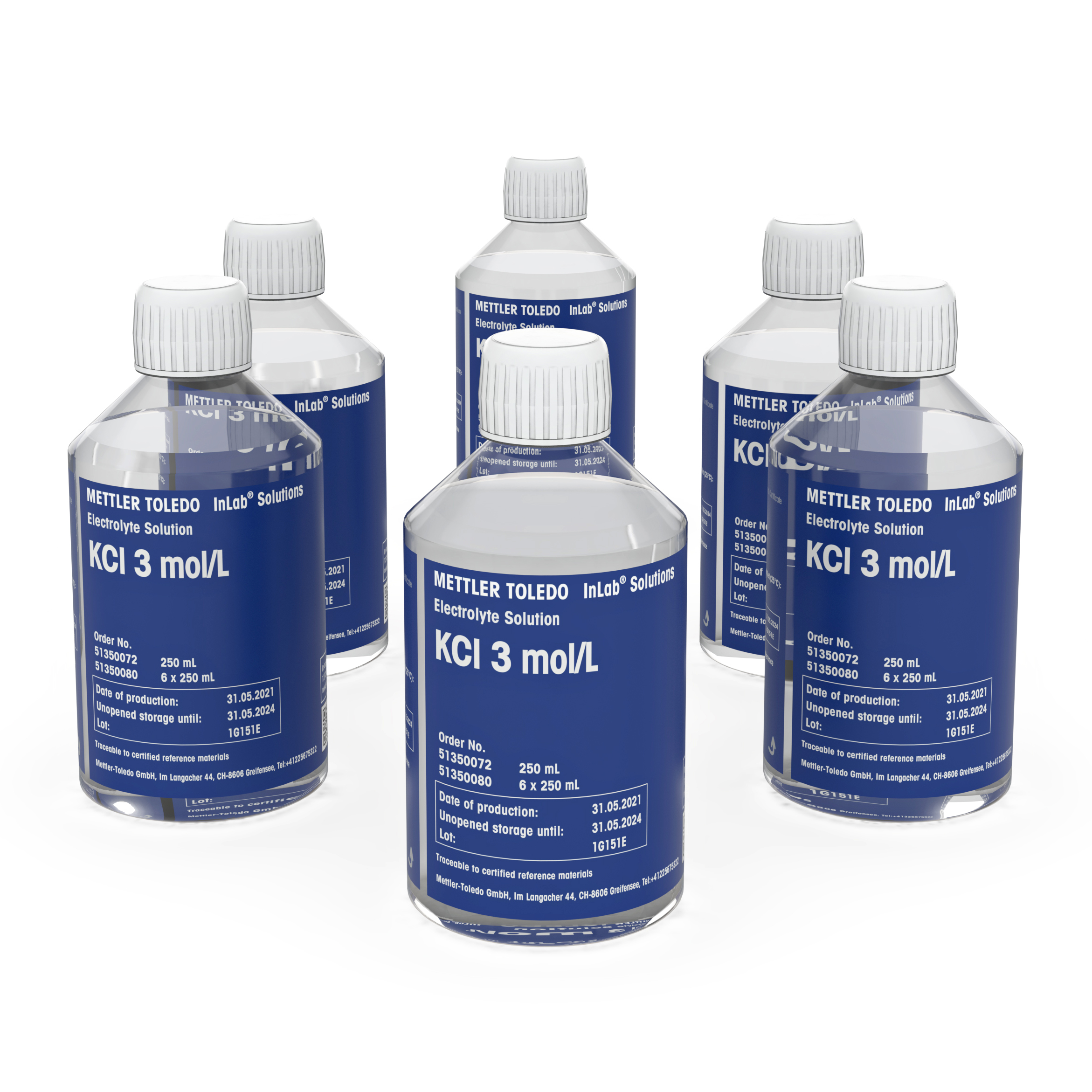 Electrolyte KCl 3M 6x 250 mL Bottles