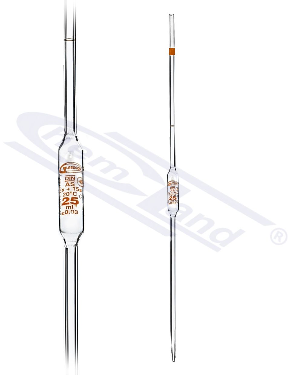pipeta jednomiarowa kl A CERTYFIKAT INDYWIDUALNY  20ml GLASSCO DIN ISO 648