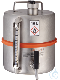 Safety storage container stainless steel, with tab and level indicator
