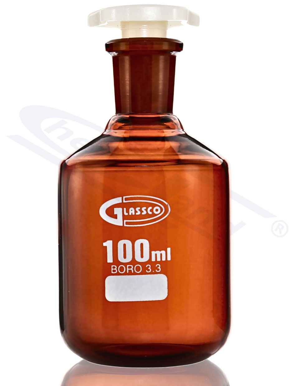 butelka z BORO 3,3 00100 WS 14/23 ORANŻOWA SiO2>80,5% GLASSCO korek PE