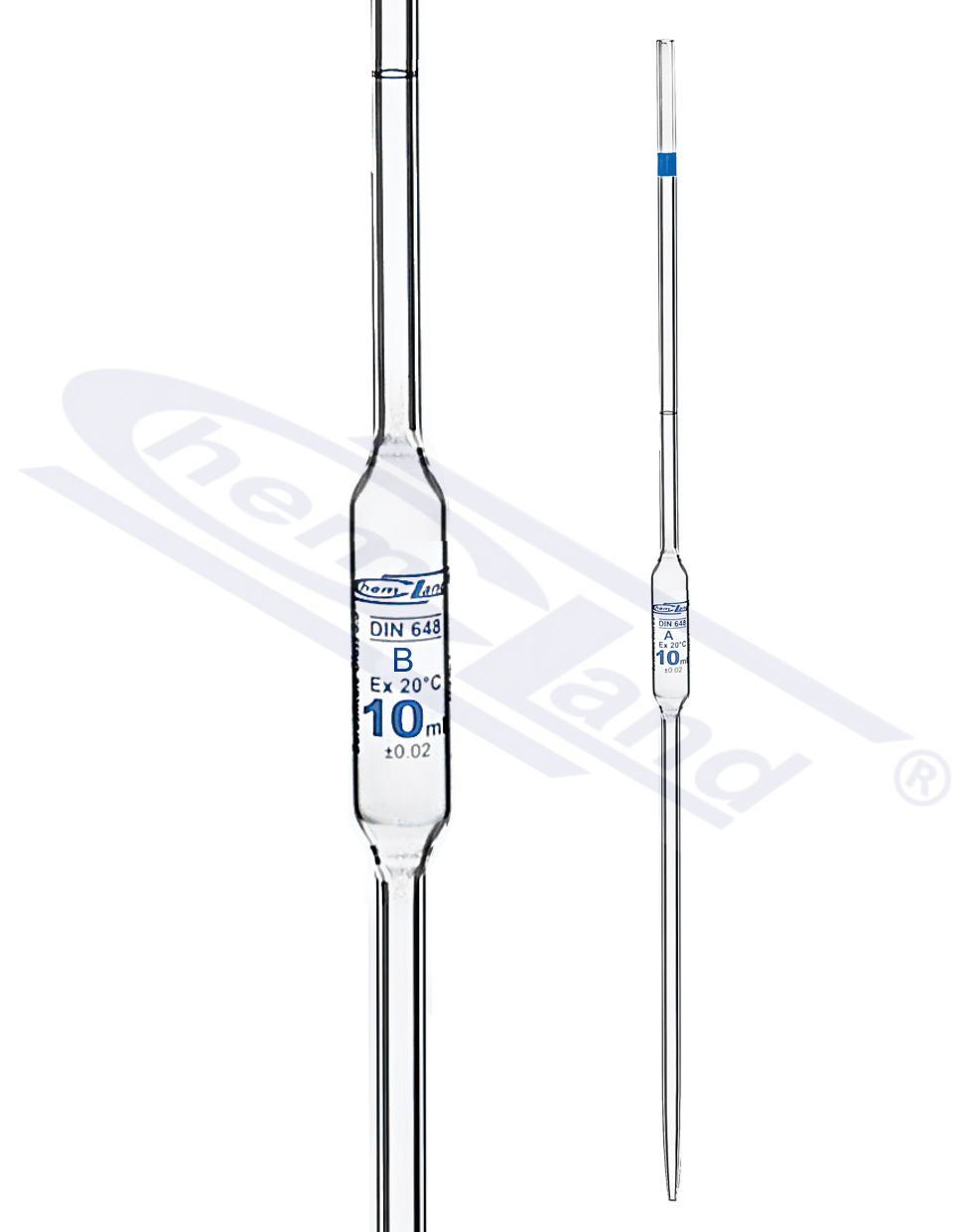 pipeta jednomiarowa 002ml kl B CHEMLAND SKALA NIEBIESKA