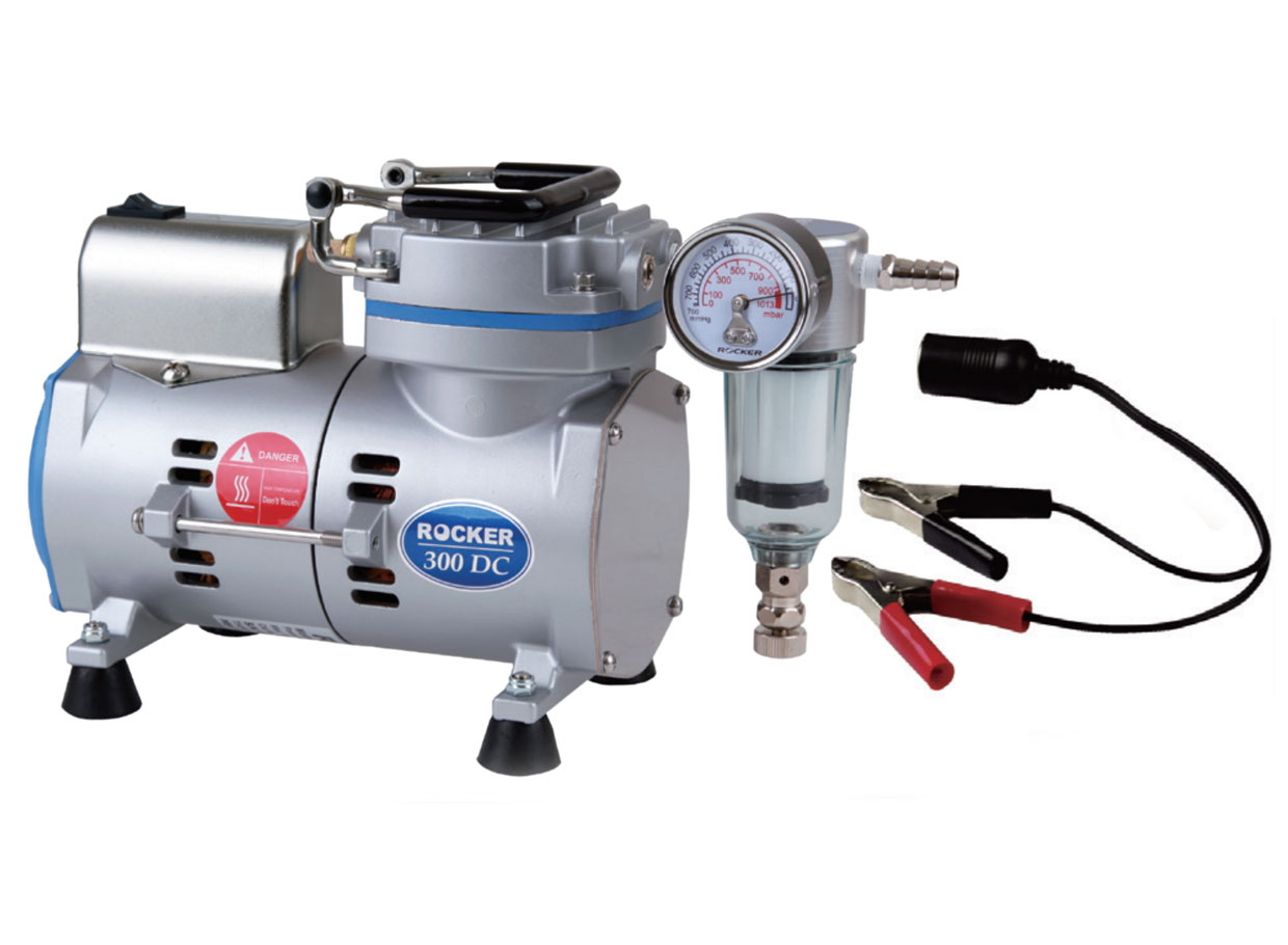 pompa próżniowa  ROCKER 300DC- bezolejowa, maksymalny przepływ 25L/min, zasilanie 12V + regulator prółżni z filtrem Prote Rocker