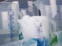 Graduated beakers with handle, blue graduation