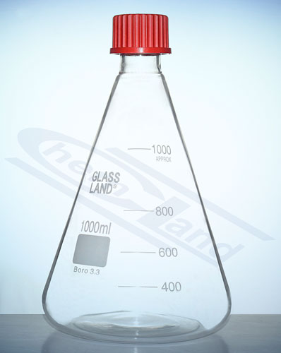 kolba stożkowa Erlenmeyera  szklana z nak.czerwoną 0100ml GL32