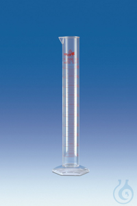 Graduated cylinder, PMP, 50 ml, class A, DE-M marked, tall form, with red