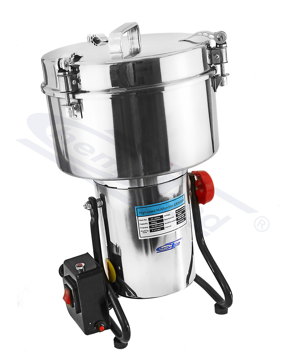 młynek laboratoryjny 3000g , zamknięcie na klamry dociskowe, rozdrobnienie 70-300mesh, obroty 36000 RPM