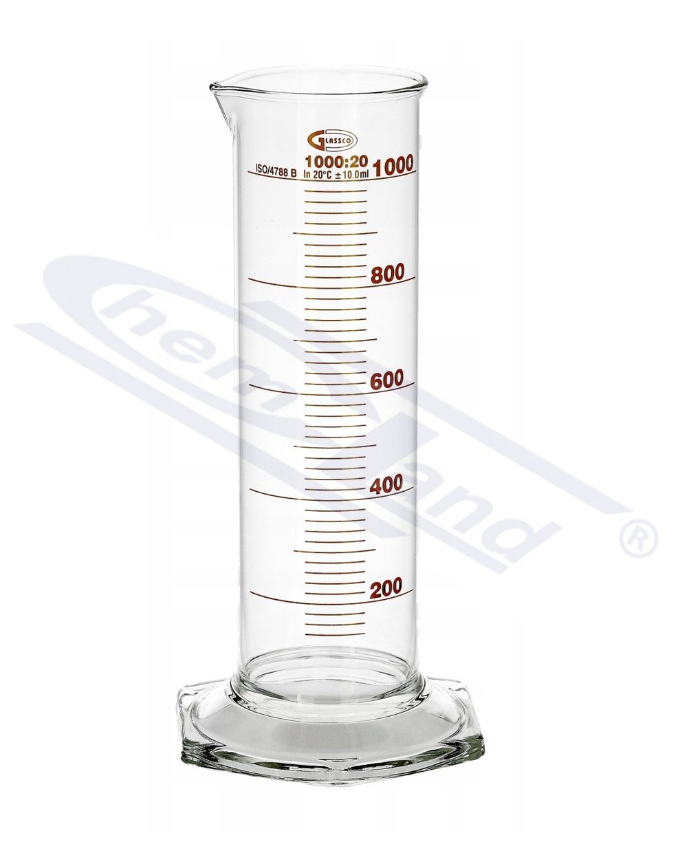 cylinder NISKI 1000ml Kl.B stopa szklana sześciokątna sk.brąz