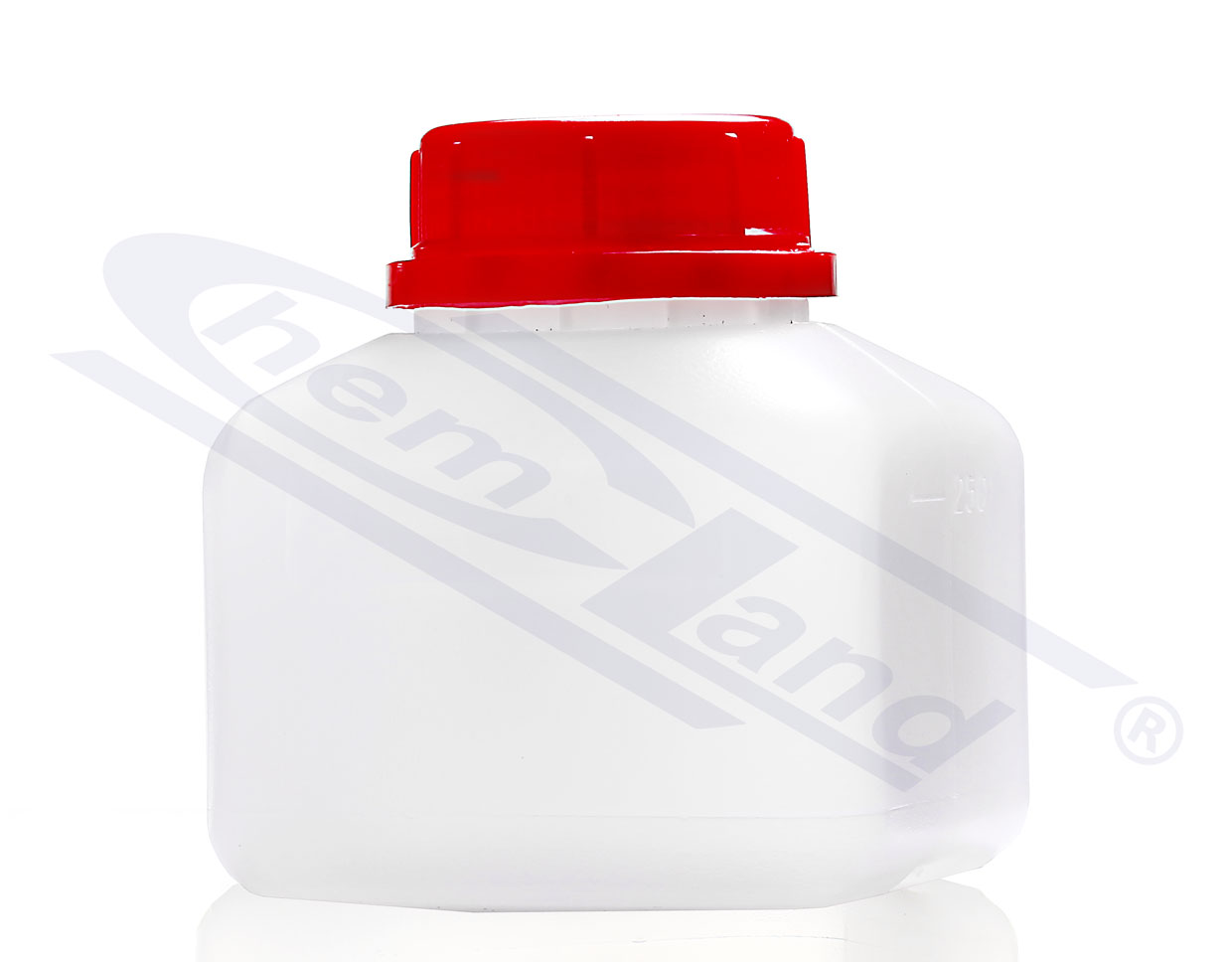 butelka czworokątna HDPE 0250ml GL45 nakrętka samoplombująca transparentna