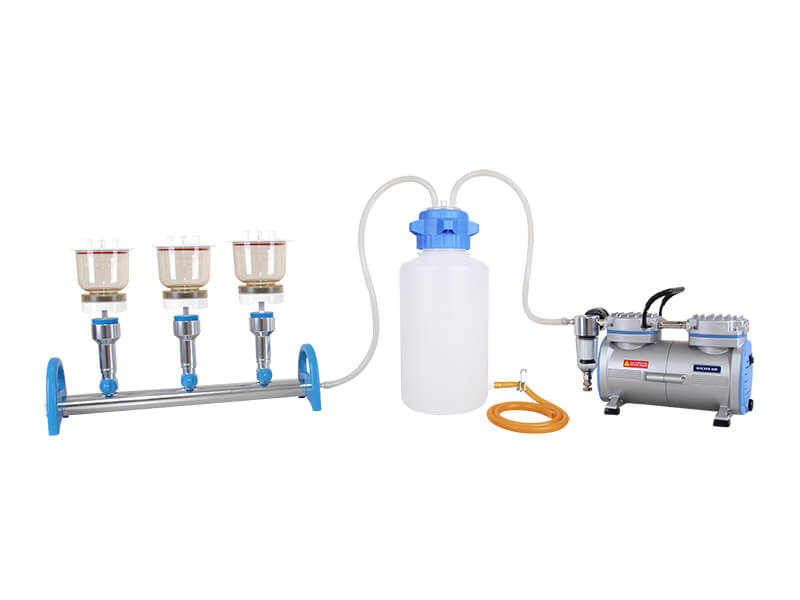 zestaw filtracyjny MultiVac 310-MS-T, 3 miejscowy-listwa z lejami MF 300ml, pompa Rocker 400, butla próżniowa 4L Rocker