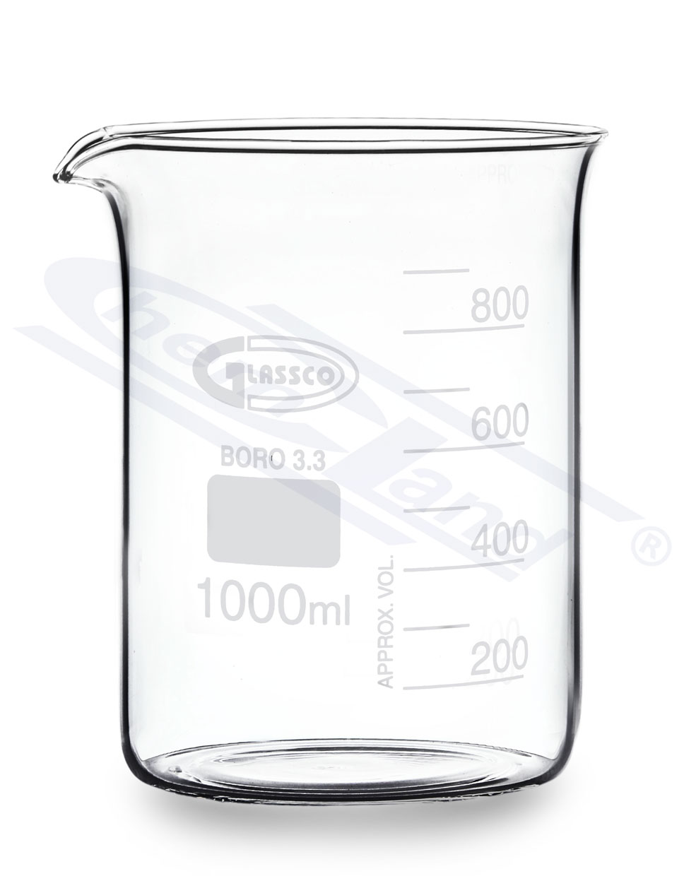 zlewka niska  00050 ml borokrzem GLASSCO DIN 12331, ISO 3819
