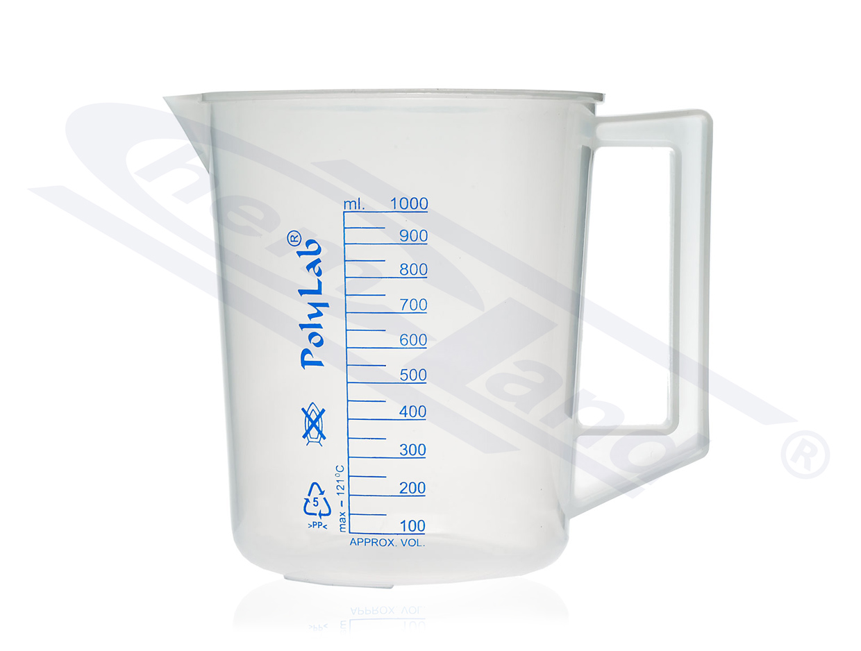 zlewka z uchem skala niebieska malowana 2000ml