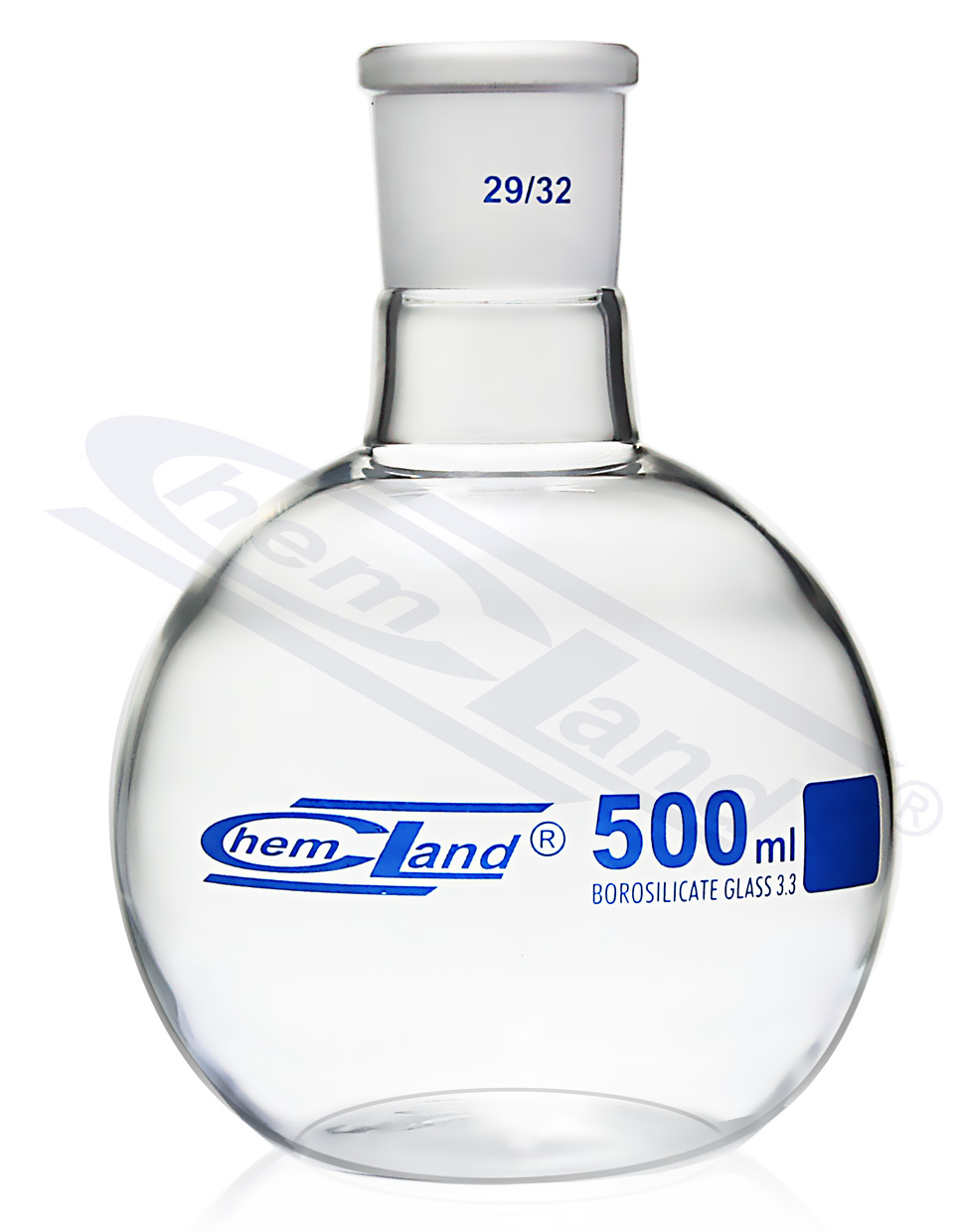kolba płaskodenna 00500ml szlif  29/32 CHEMLAND NEW LINE