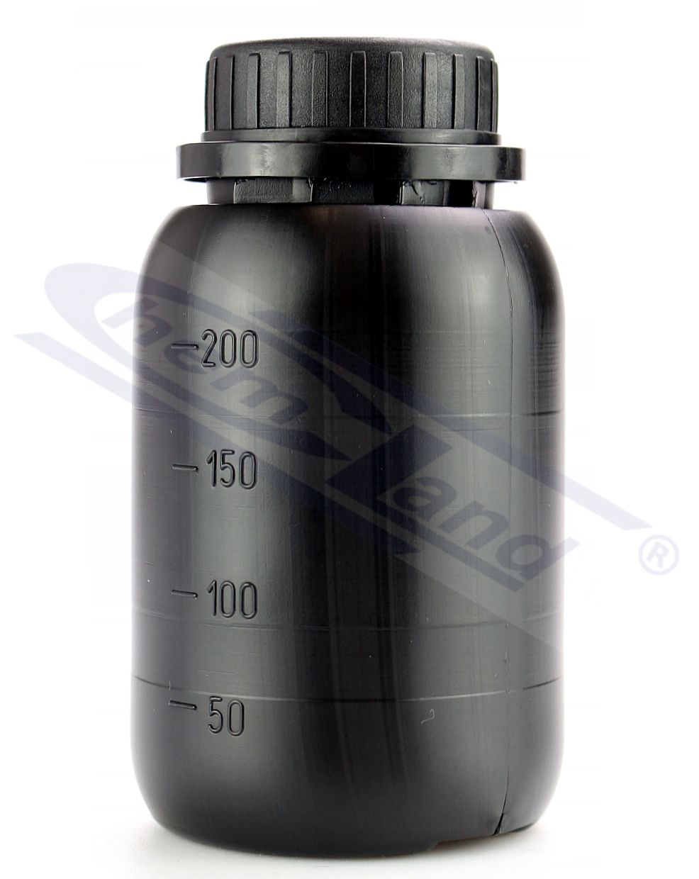 butelka HDPE  250ml okrągła czarna z nakrętką z plombą - BS