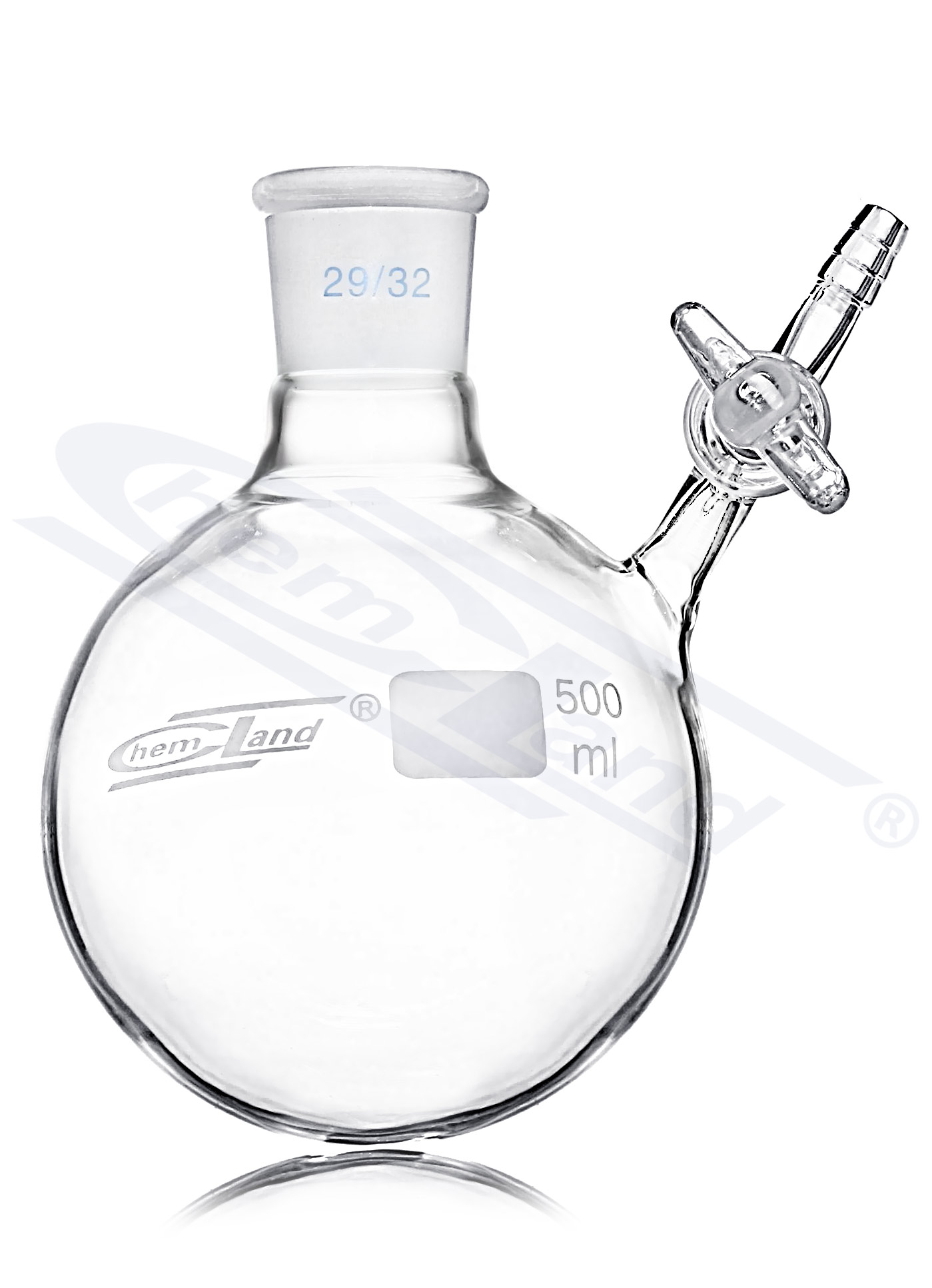 kolba okrągłodenna Schlenka 500ml, szlif 29/32, z kranem szklanym CHEMLAND