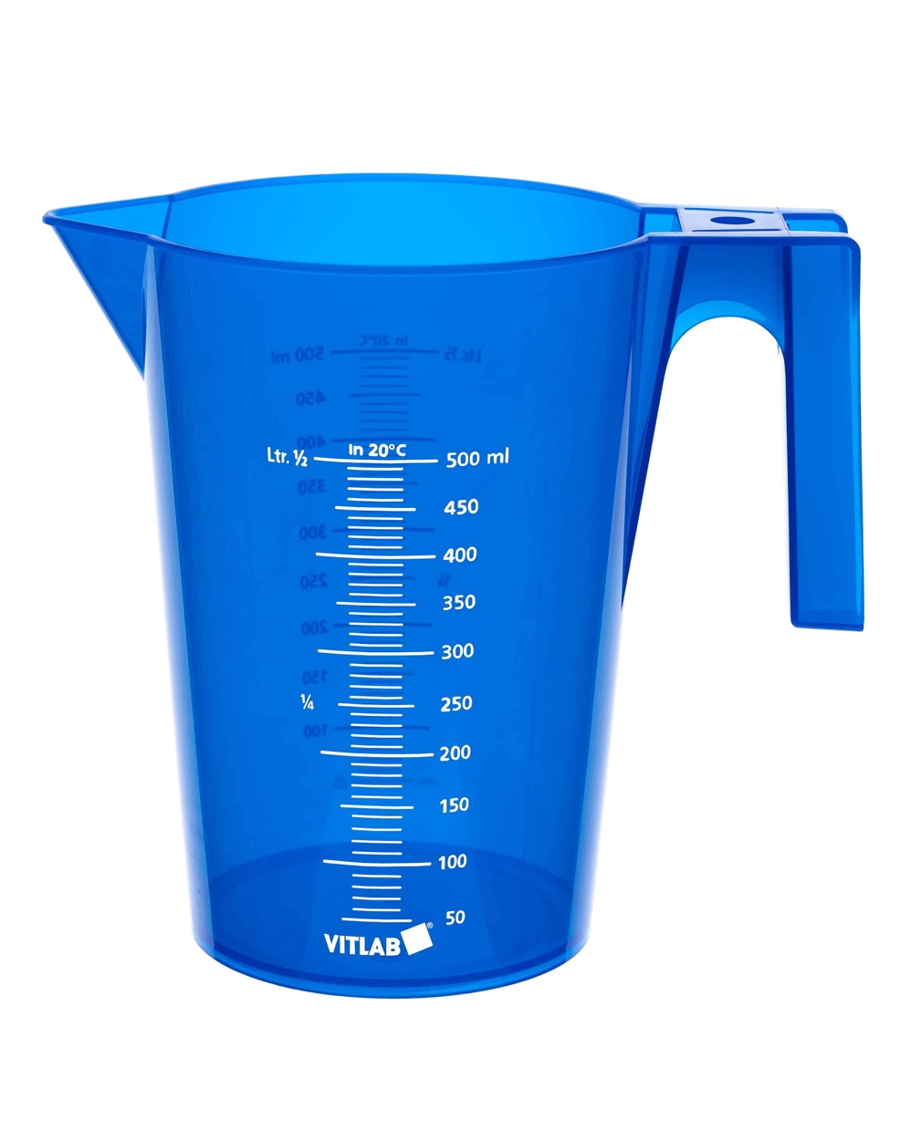zlewka niebieska z uchwytem PP,nadrukowaną obustronnie podziałką  poj. 500ml