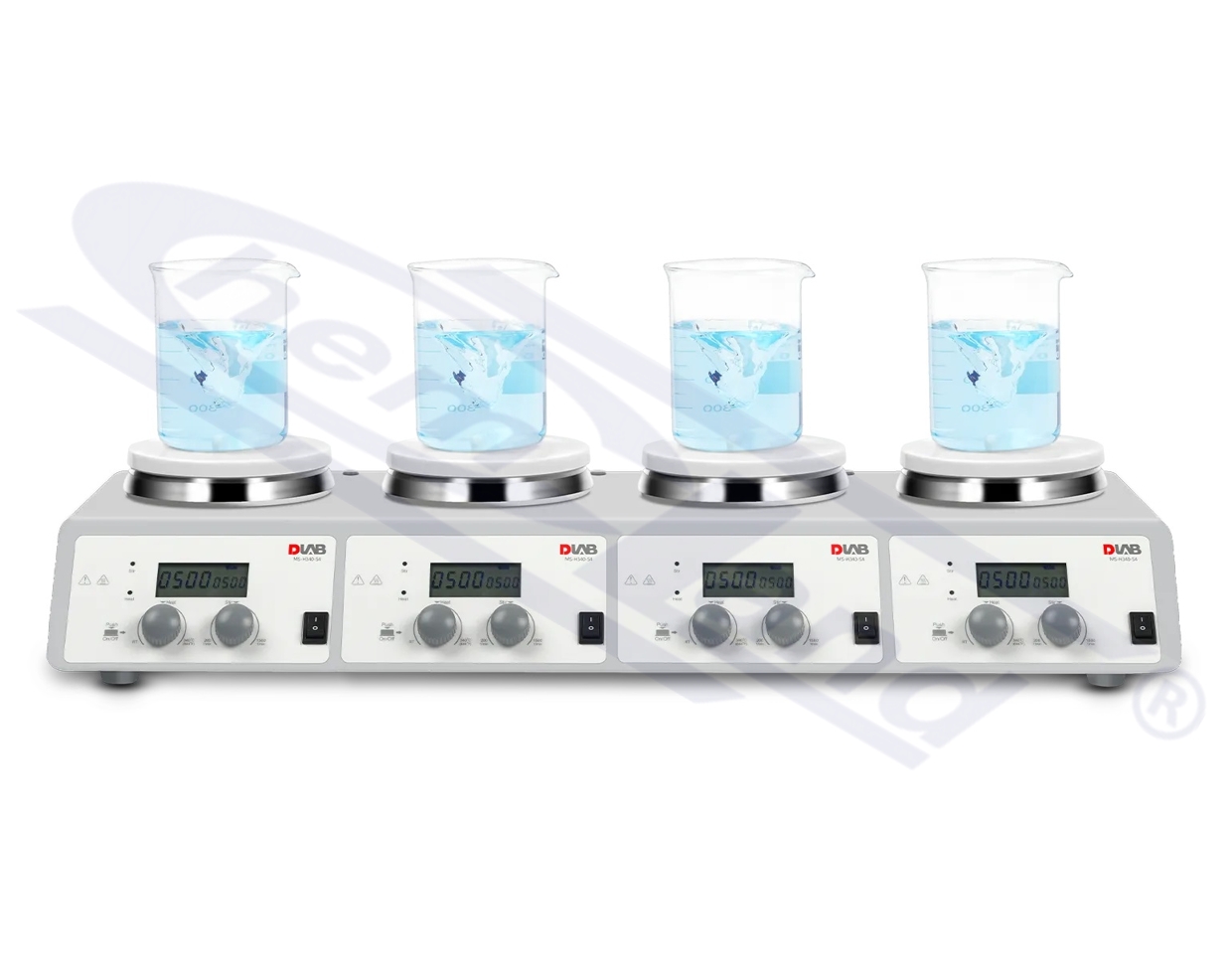 mieszadło magnetyczne MS-H340-S4, 4 miejscowe z grzaniem 340oC LCD, PORCELANA, zakres prędkości 200-1500 obr./min DLAB