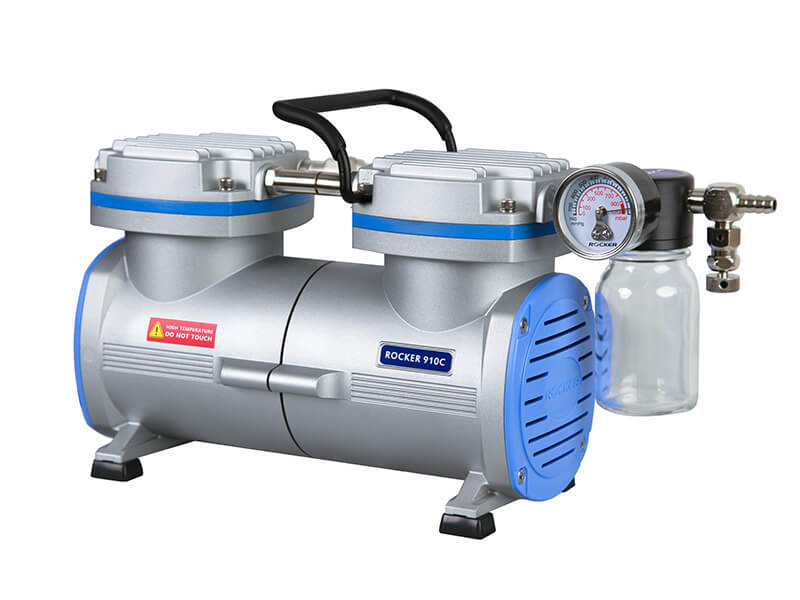 pompa próżniowa ROCKER 910C PTFE odporna chemicznie, maksymalny przepływ 31L/min + regulator prółżni z butelką Rocker
