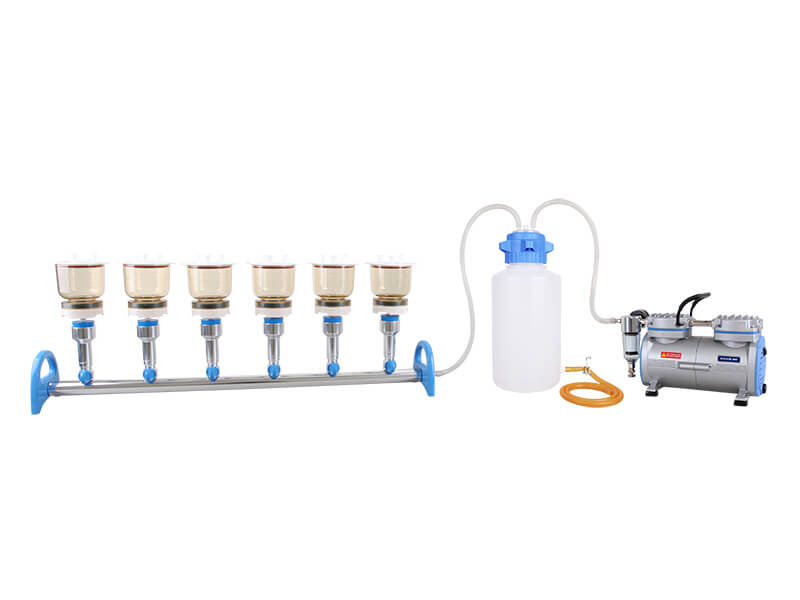 zestaw filtracyjny MultiVac 610-MS-T, 6 miejscowy-listwa z lejami MF 300ml, pompa Rocker 400, butla próżniowa 4L Rocker