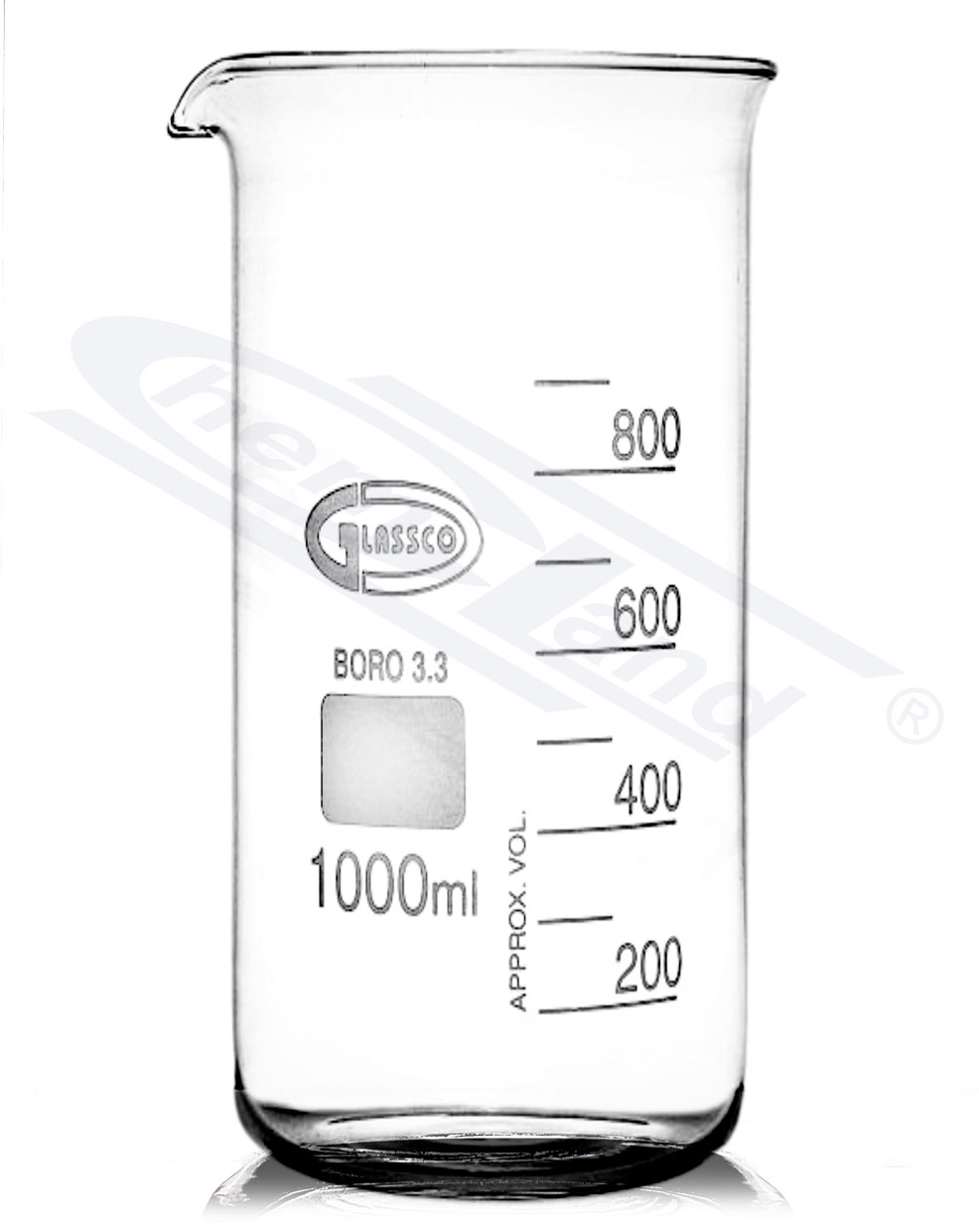 zlewka wysoka.  00600 ml borokrzem GLASSCO DIN 12331, ISO 3819