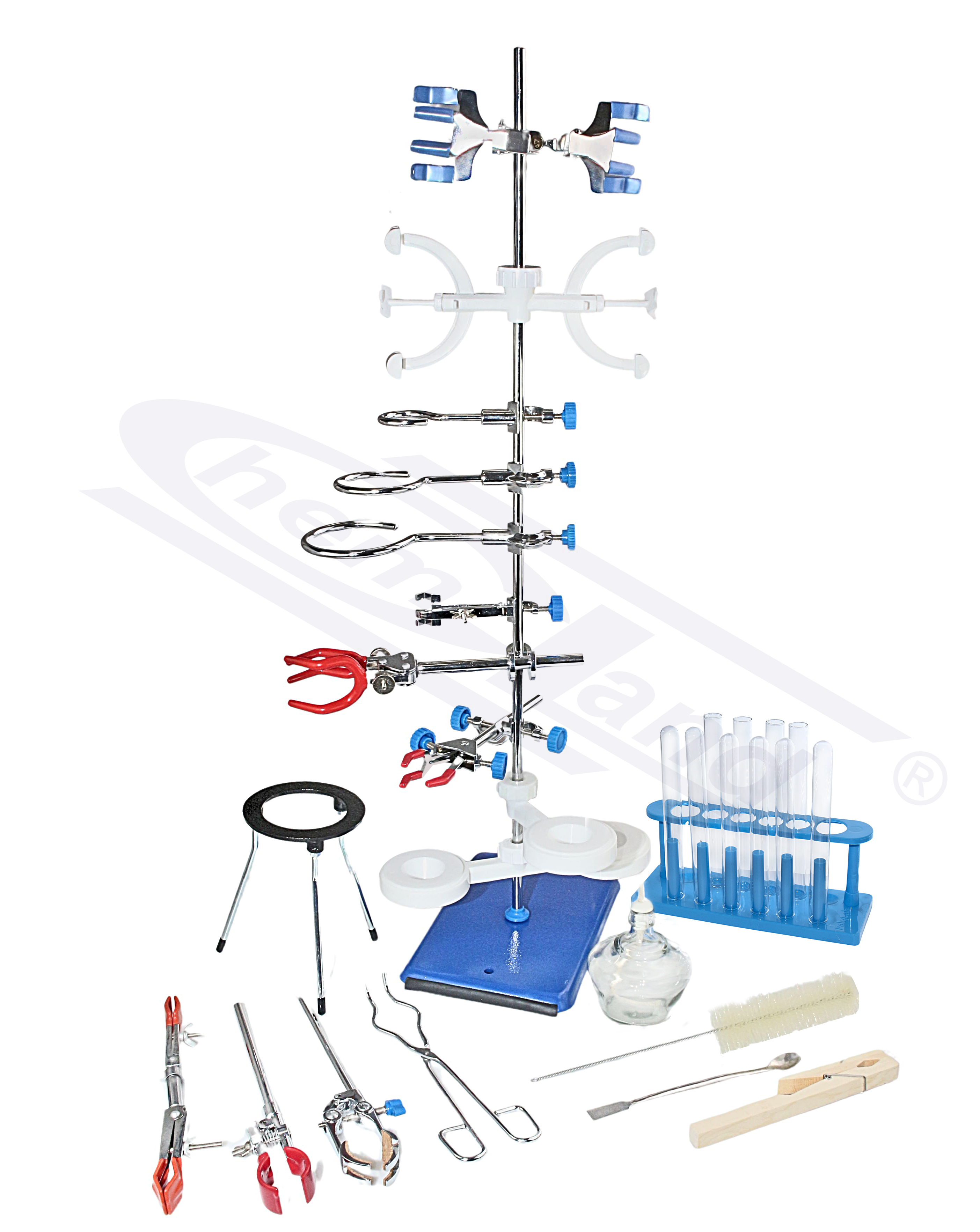 statyw laboratoryjny z wyposażeniem 250 x 160 mm  - zestaw Chemika