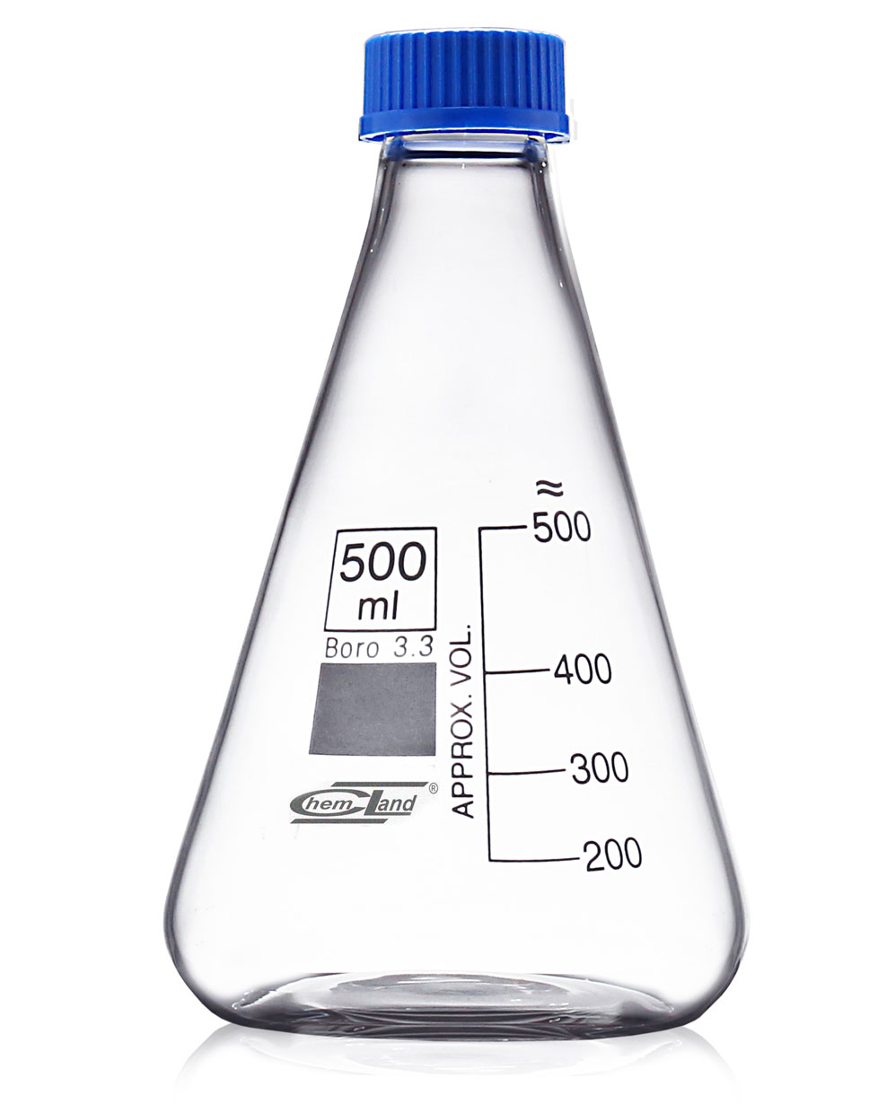 kolba stożkowa  szklana z nakrętką 0050ml GL25 CHEMLAND NEW LINE