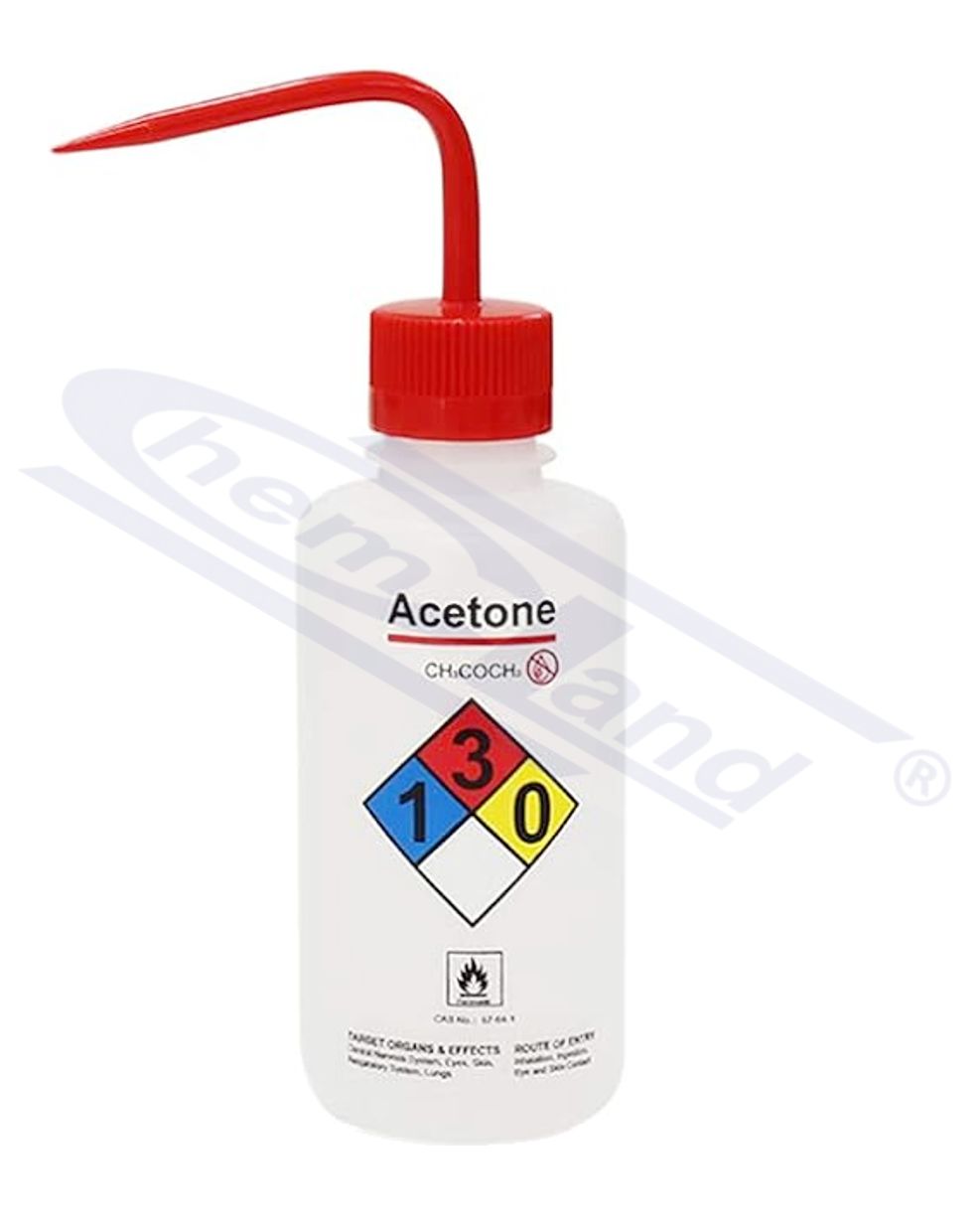 tryskawka z nadrukiem ACETONE 0500ml, nakrętka 28mm, z odpowietrzeniem SELF-VENTING, CHEMLAND