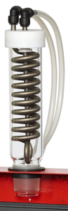 TK45 behrotest Titanium cooler with inlet and outlet tubing connectors, PTFE st
