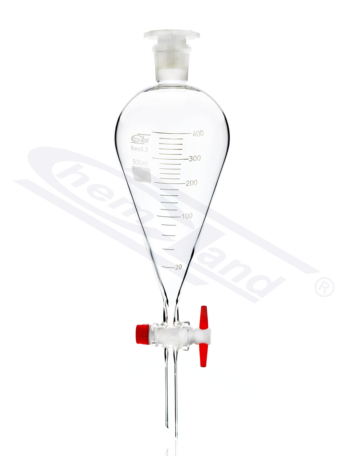 rozdzielacz Squiba ze skalą szlif 24/29 kranPTFE0500ml CHEMLAND