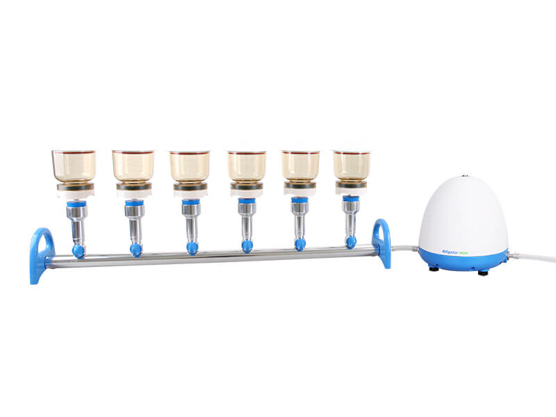 zestaw filtracyjny MultiVac 610-MS-A, 6 miejscowy-listwa z lejami MF 300ml, pompa Aligator 200 Rocker
