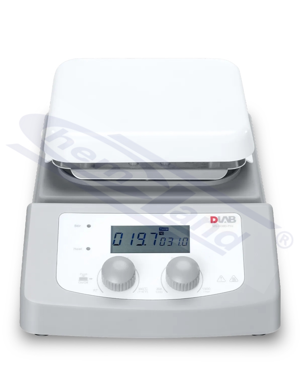 mieszadło magnetyczne MS-H380, 140x140mm, PORCELANA, z grzaniem  380oC LCD, zakres prędkości 200-1500 obr./min DLAB
