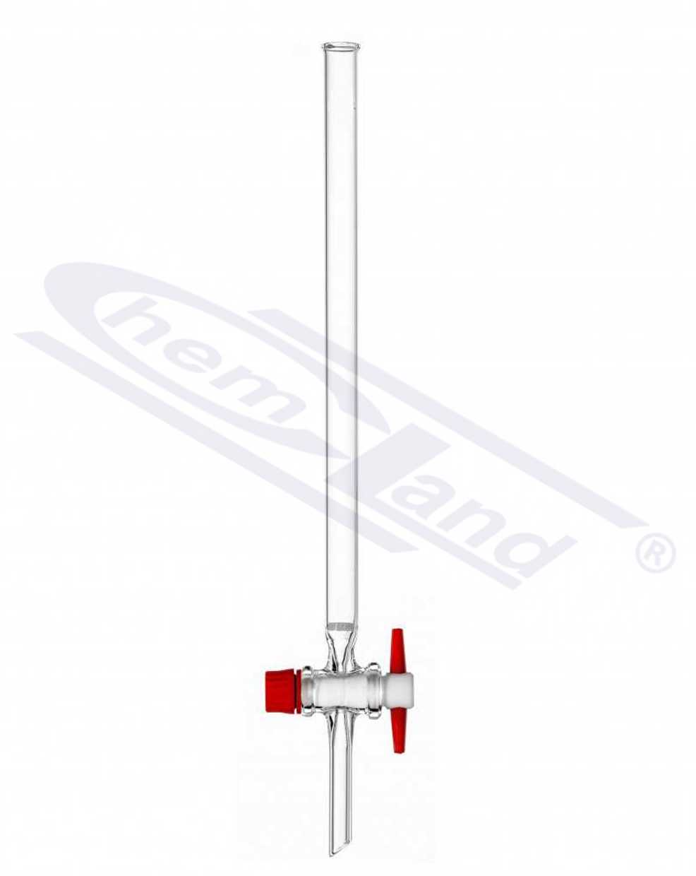 kolumna chromatograficzna z kranem PTFE, spiek G-0, fi 15mm h-400mm