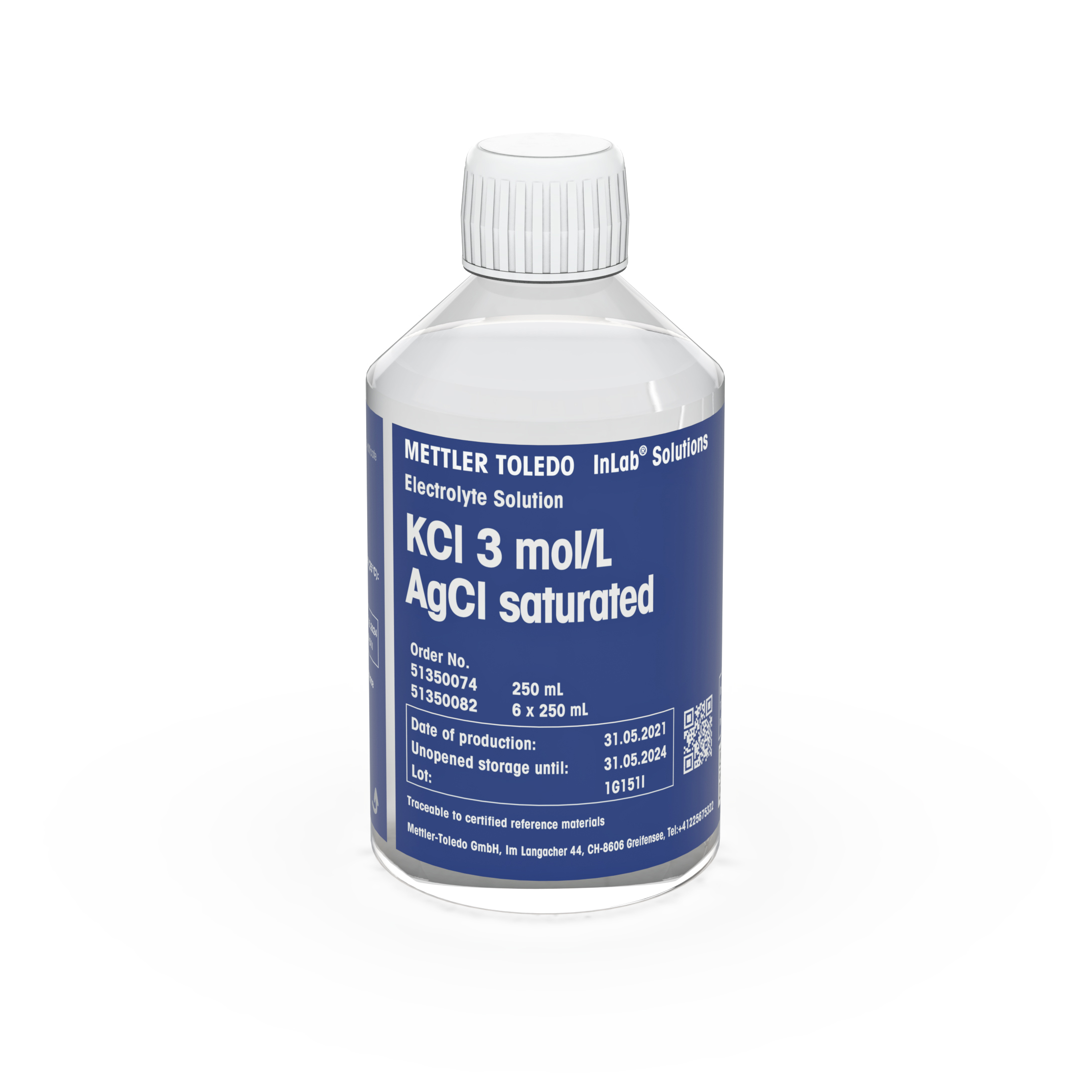Electrolyte KCl 3M AgCl Sat 250 mL Bott