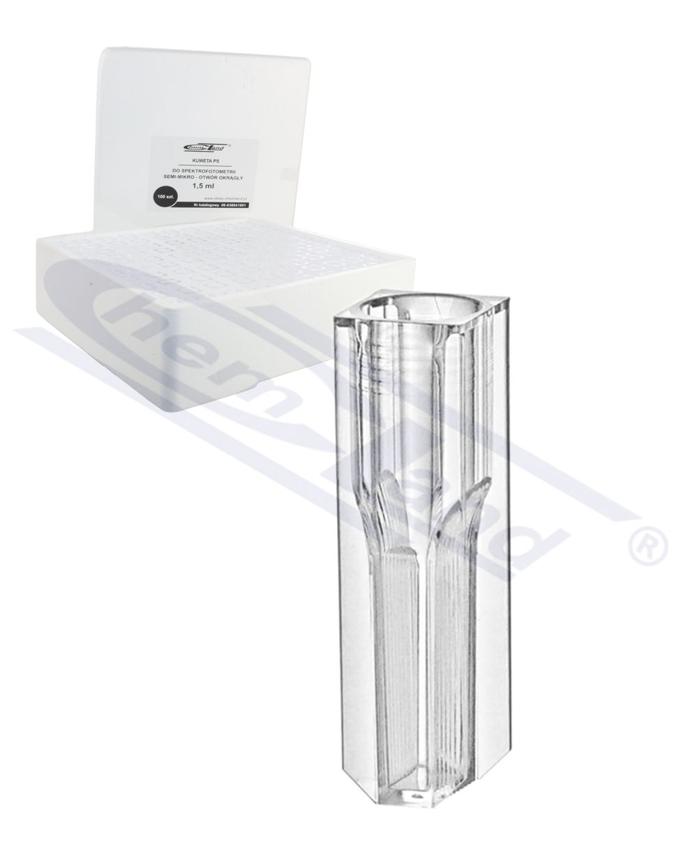 kuweta  PS 1,5ml SEMI-MIKRO op=100szt CHEMLAND, otwór okragły