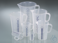 Graduated beakers with handle, blue graduation