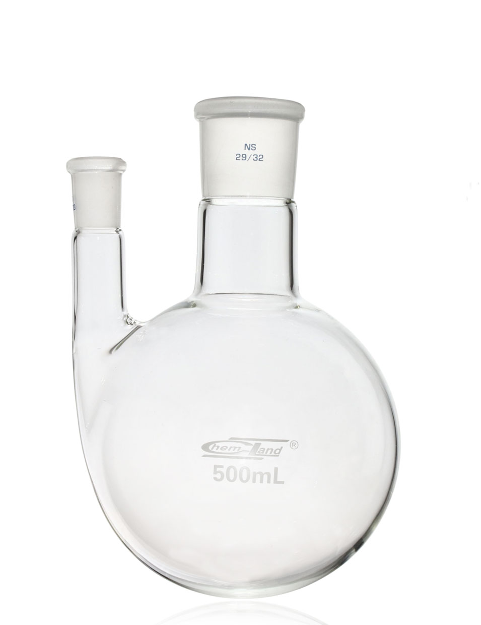 kolba kulista 2 szyje proste 00250ml 29/32 i 14/23 CHEMLAND NEW LINE
