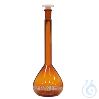 Volumetric flask amber class A with plastic stopper, 25 ml, mouth size 10/19, Pr