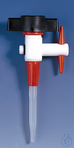 PTFE-stopcock for burette length, with PP-tip, complete