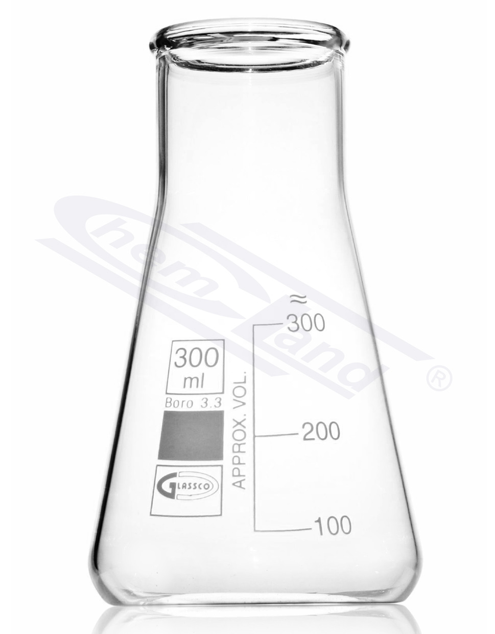 kolba stożkowa Erlenmeyera szeroka szyja  00050 ml GLASSCO DIN 12385, EN ISO 24450