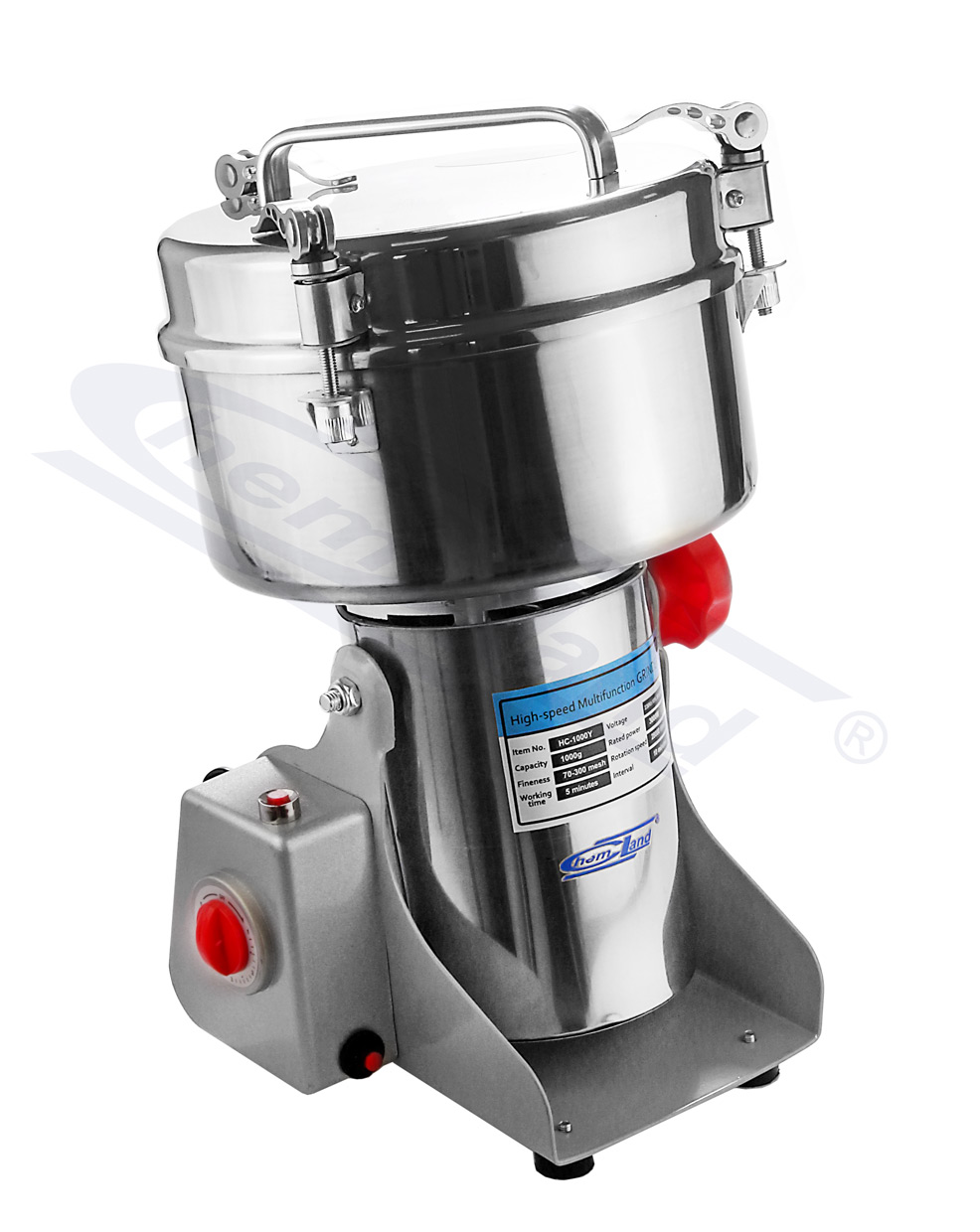młynek laboratoryjny 1000g , zamknięcie na klamry dociskowe, rozdrobnienie 70-300mesh, obroty 32000 RPM