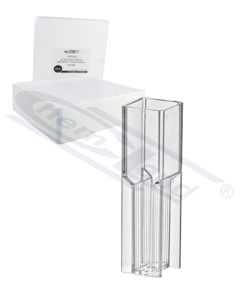 kuweta  PS 1,5ml SEMI-MIKRO op=100szt CHEMLAND, otwór kwadratowy