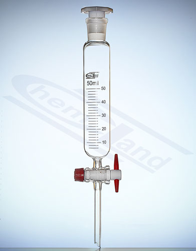 rozdzielacz cylindrycz szlif 24/29 kran teflon.0250ml z skalą